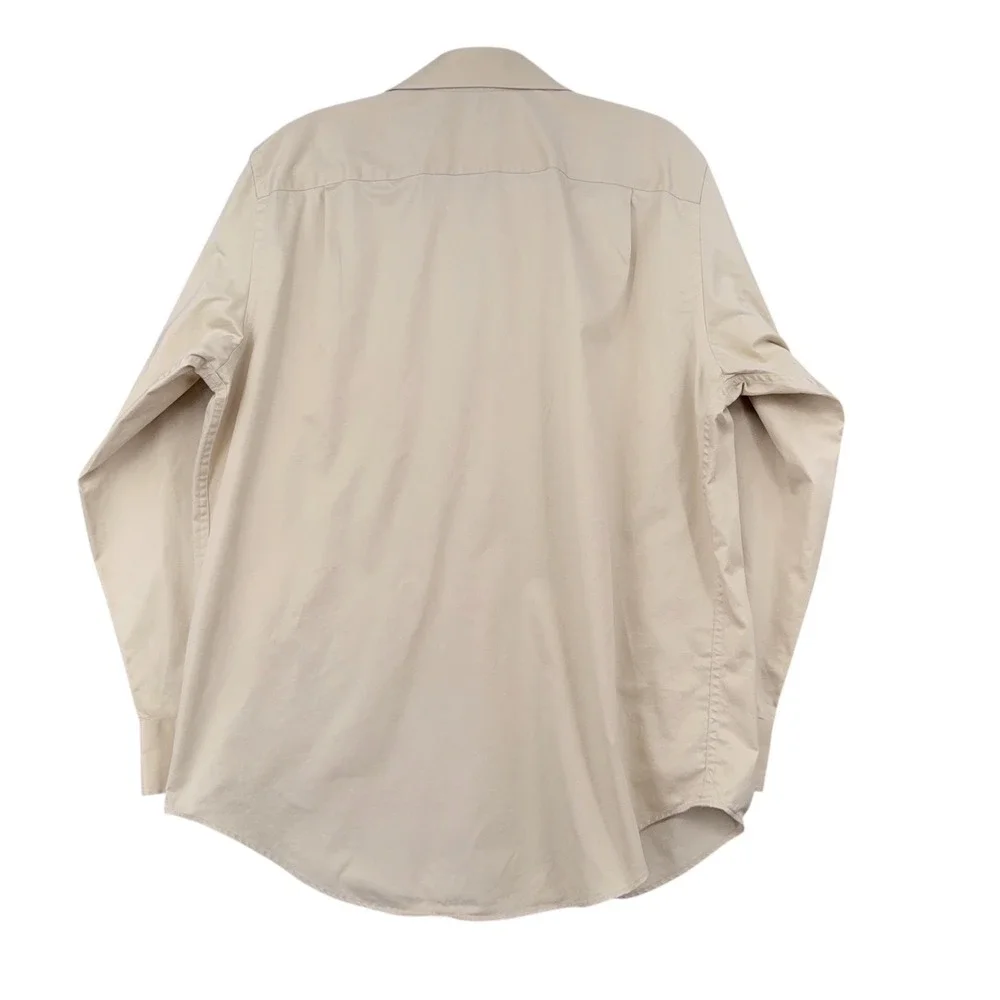 Banana Republic Men Tan Cotton Button Down Shirt Large 16-16.5 Khaki Long Sleeve